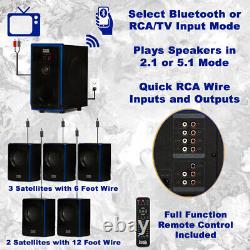 Acoustic Audio 5.1 Bluetooth Speaker Surround Sound System & 4 Extension Cables