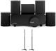 Milan 5.1 Surround Sound System With Perlesmith Speaker Stands Wireless Home T