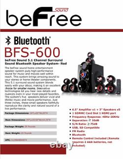 Reconditioned beFree BFS-600 5.1 Ch Surround Sound Speaker System Remote USB BT